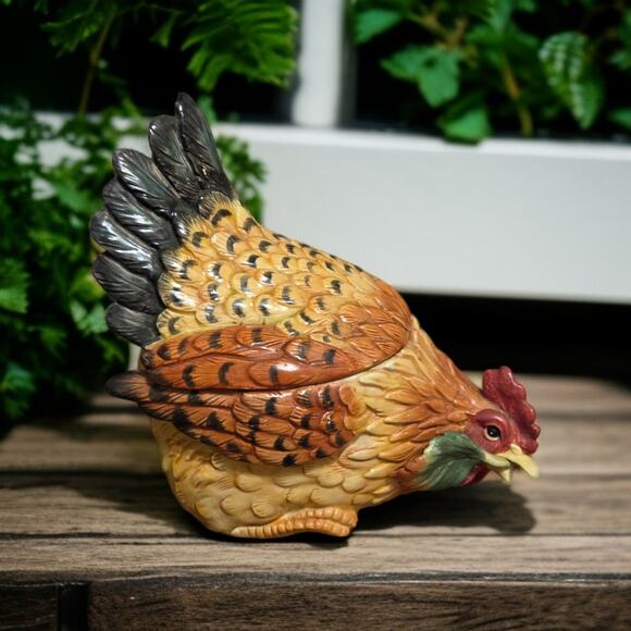 Fitz and Floyd Classics Country Gourmet Collection Hen Butter Tub and Lid Vtg - Picture 11 of 11